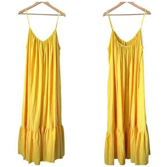 TOV Los Angeles Yellow Maxi Dress Flare Flowy Vibrant Size 44 XL Summer Resort - Picture 2 of 11
